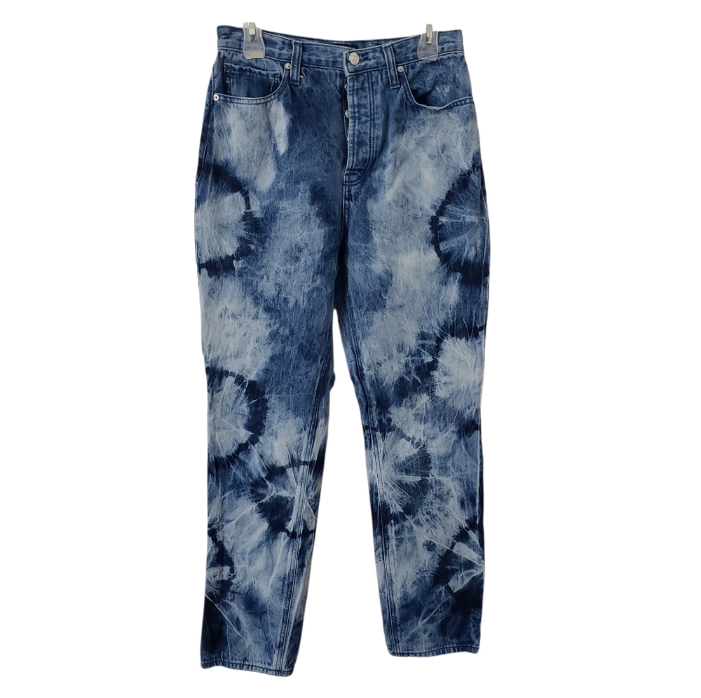 Juicy Couture Indigo Tie Dye Relaxed-Fit Button Fly High Rise‎ Jeans Pants Sz 26